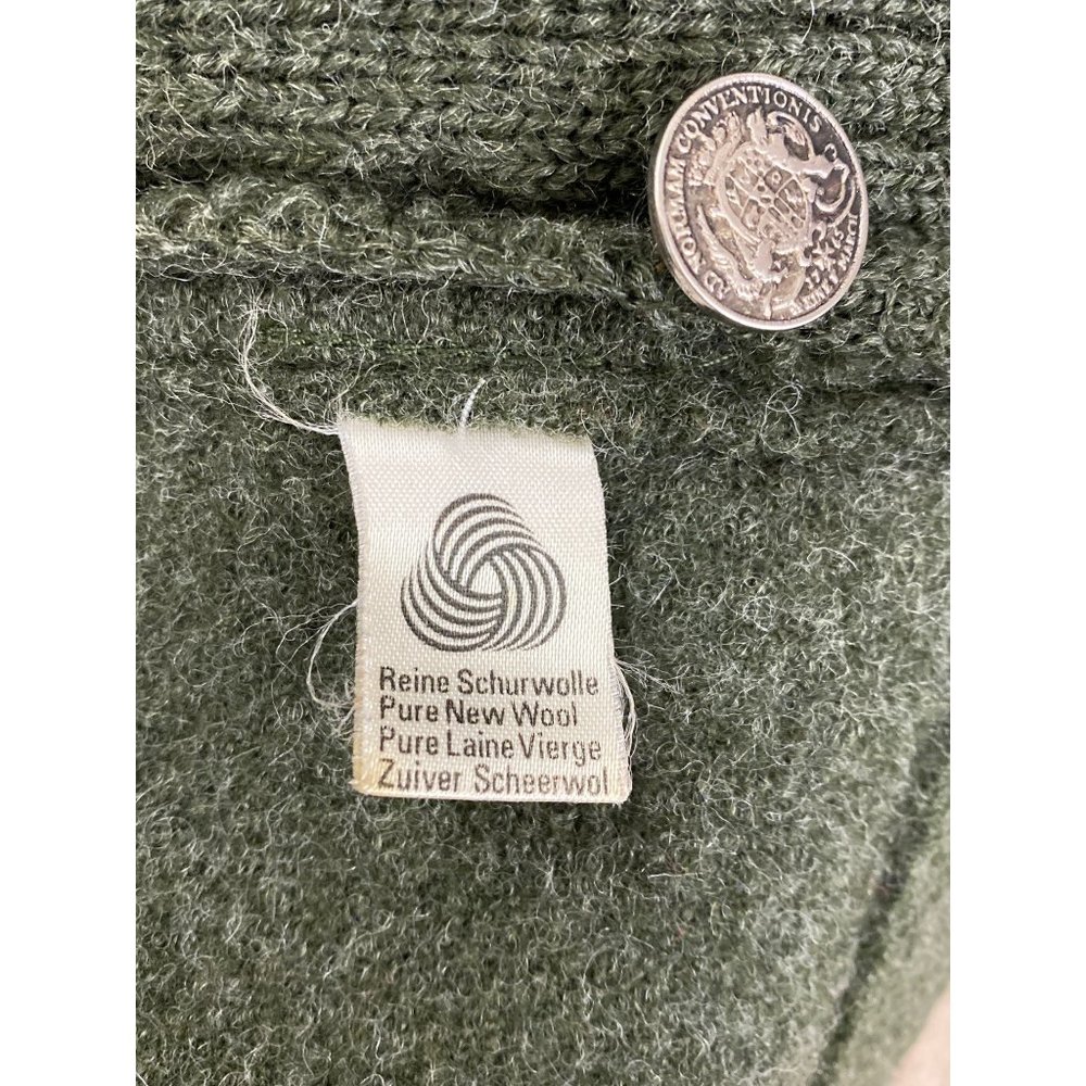 Vintage German Wool Cardigan Archbishopric of Mainz 1765 Coin Buttons Green M HT - Picture 9 of 16